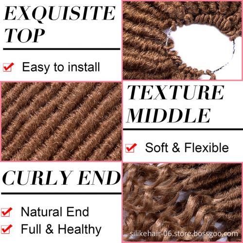 synthetic Crochet  Braids Hair Curly Goddess Faux Locs Looped Dreadlocks Twist 18inch Ombre Color Soft Wavy Ombre Faux Locs